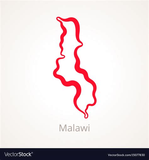 Outline Map Malawi Marked With Red Line Royalty Free Vector