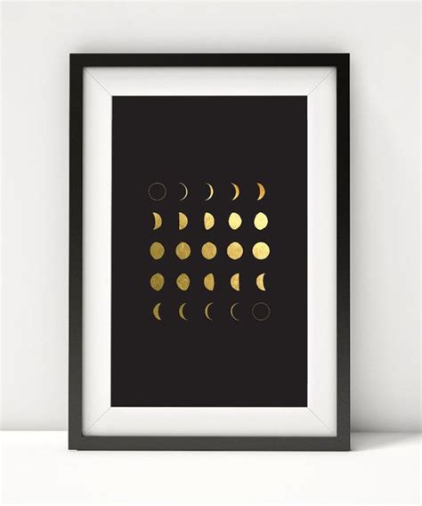 Moon Phases Foil Art Print Moon Art Print Moon Phases Art Moon Print