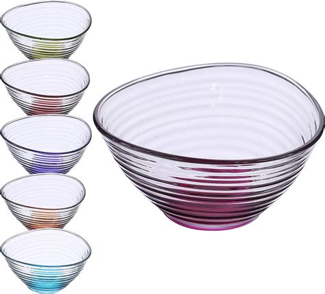 gurallar lav set of 6 glass dessert bowls with coloured base 6 piece lined sundae coloured ice