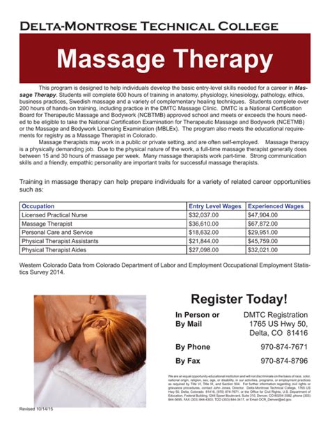 Massage Therapy Delta Montrose Technical College