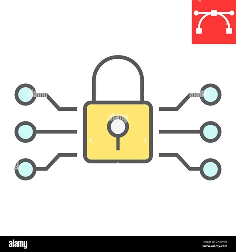 Data Encryption Color Line Icon Padlock And Protection Encryption