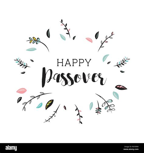 Cute Happy Passover Card With Floral Decoration Vector Illustration