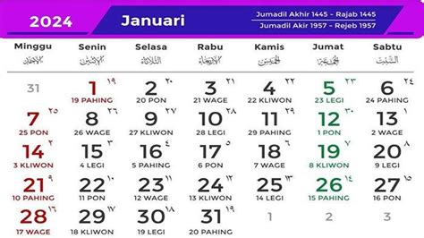 Kalender 2024 Informasi Rincian Tanggal Hari Dan Bulan Januari Apakah