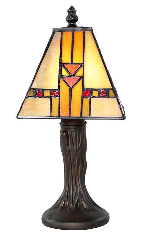 Mini Mission Style Stained Glass Accent Lamp 11 Inches Stained