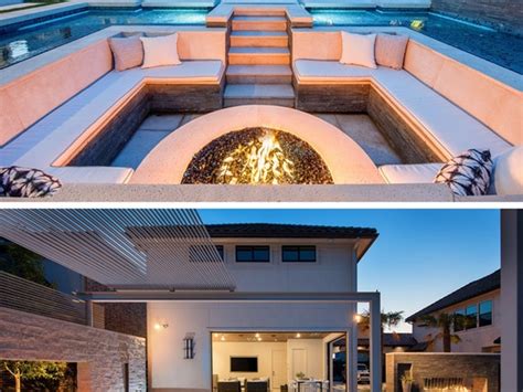 A Sunken Lounge A Cantilevered Deck And A Spa With A Fireplace Help