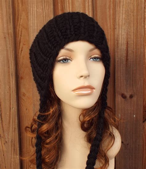 Black Slouchy Knit Hat Womens Hat Black Hat Extra Slouchy Etsy
