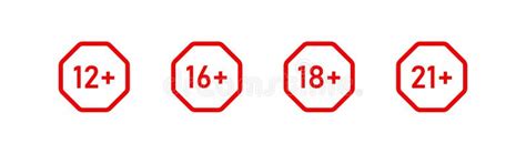 Mark Age Limit Set Icons 12 16 18 And 21 Plus Set Of Age