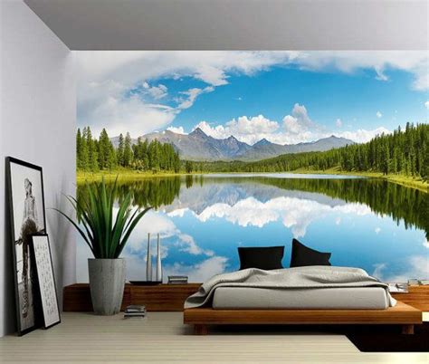 Nature Forest Mountain Lake Large Wall Mural Self Adhesive Etsy