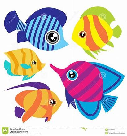 Fish Cartoon Clipart Vector Tropical Sea Stencil