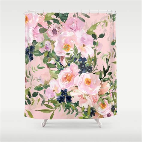 Floral Watercolor Pink Rose Garden Shower Curtain By Megan Morris