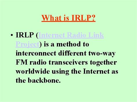 What Is Irlp Irlp Internet Radio Link Project