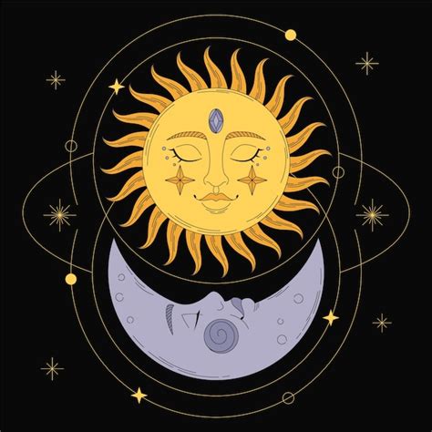 Premium Vector Sun And Moon Drawing Illustration