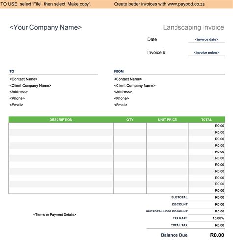 Landscaping Invoice Template 8 Invoice Design Templat Vrogue Co