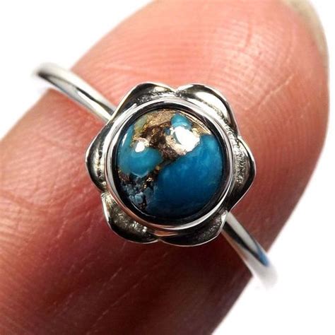 Blue Copper Turquoise Gemstone 925 Sterling Silver Cheap Ring Wholesale