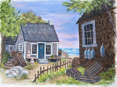 Seaside Cottage Painting By Carole F Perrine Pixels