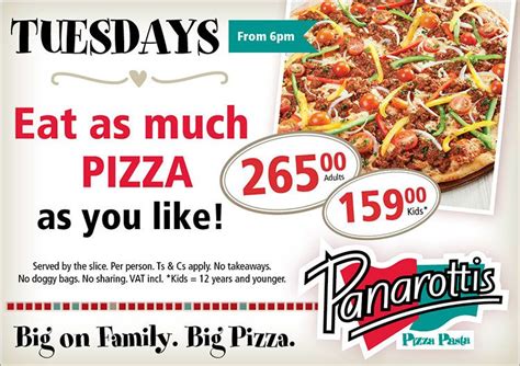 Durban tuesday restaurant food specials. Panarottis - Tuesday Special. Tel: 454 9605 | Tuesday ...
