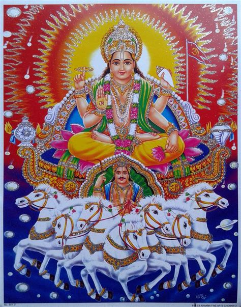 Lord Surya Narayan Hindu Sun God Poster Glitter Effect 9x11