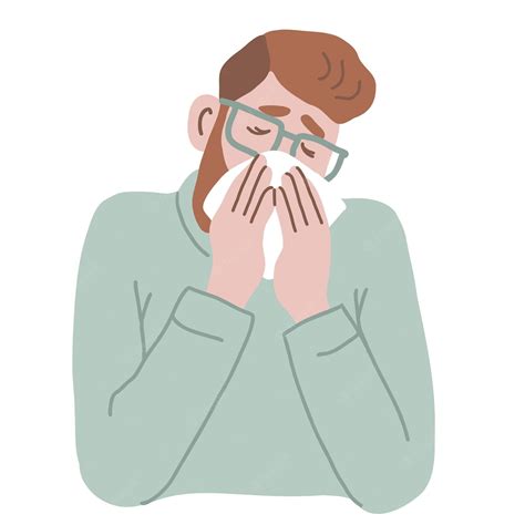 Premium Vector | Male character sneezing or coughing Man blowing his