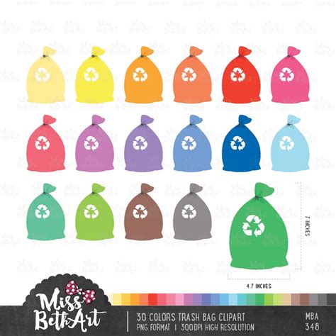 30 Colors Trash Bag Clipart Instant Download Etsy