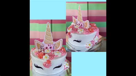 Learn 15 ways to dress up your birthday cakes. Simple Unicorn cake design # boiled icing #unicorn cake ...