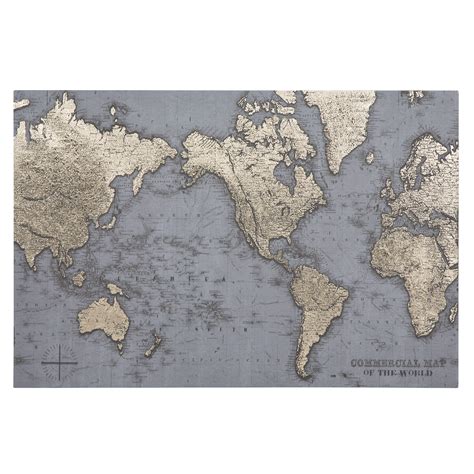 Gold Foiled World Map Parchment Canvas