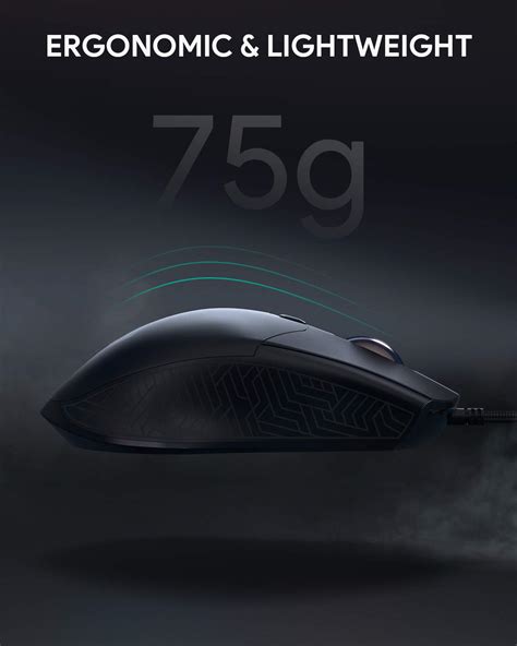 Aukey Scarab Gaming Mouse Lightweight 75g 7200 Dpi Optical Mouse Rgb
