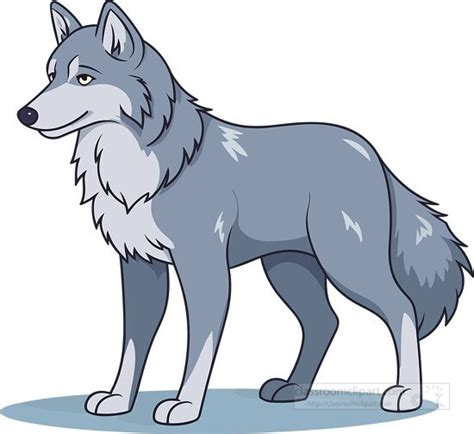 Wolf Clipart Baby Grey Wolf Cartoon Style Clipart