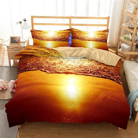 3d Beach Bedding Set Queen Size Scenery Duvet Cover With Pillowcases Bedclothes King Twin Bed