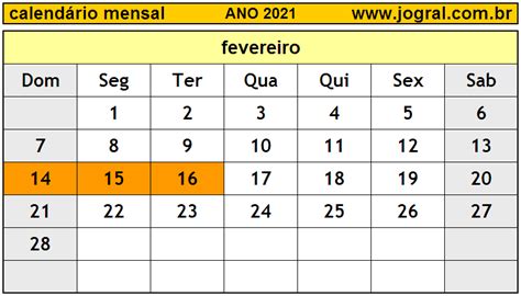 Calendário Mensal Fevereiro De 2021 Imprimir Mês De Fevereiro2021