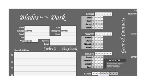 Blades in the Dark Character Sheet - Google Sheets
