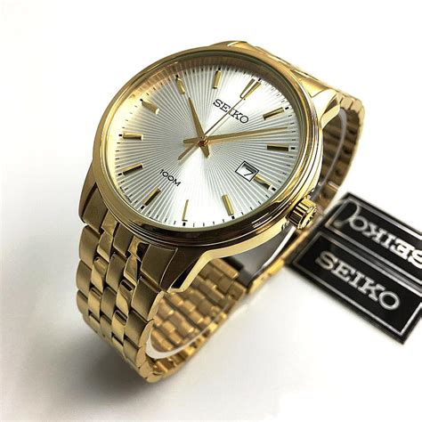 Mens Seiko Gold Tone Stainless Steel Classic Watch Sur264 Sur264p1