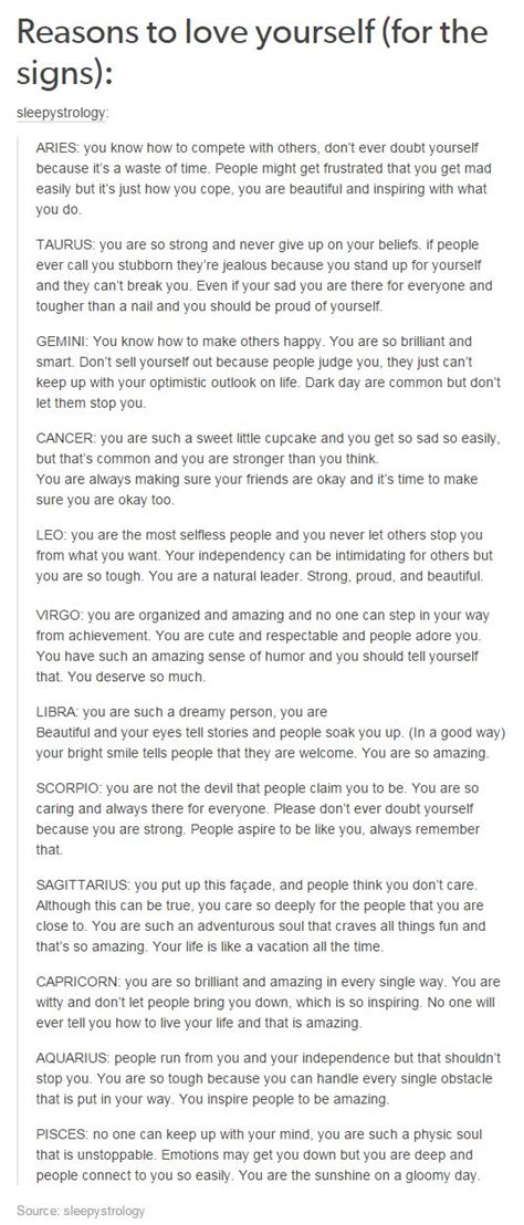 Reasons To Love Yourself For The Signs Zodiac Signs