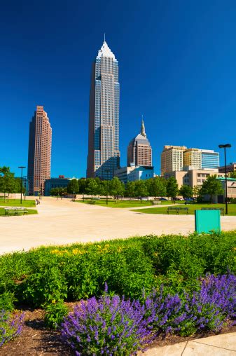 Cleveland Skyscrapers And Plaza Stock Photo Download Image Now