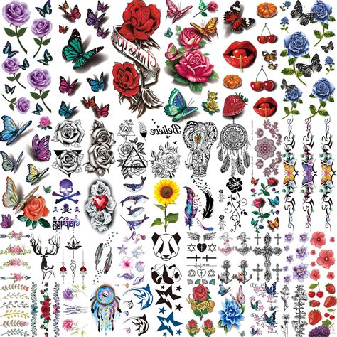 Buy Geweir 44 Sheets Watercolor Flowers Temporary Tattoos For Women Adults Realistic 3d Rose