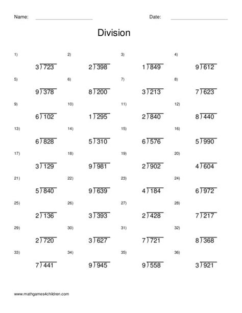 Divide 3 Digits By 1 Worksheet For 3rd 4th Grade Lesson Planet