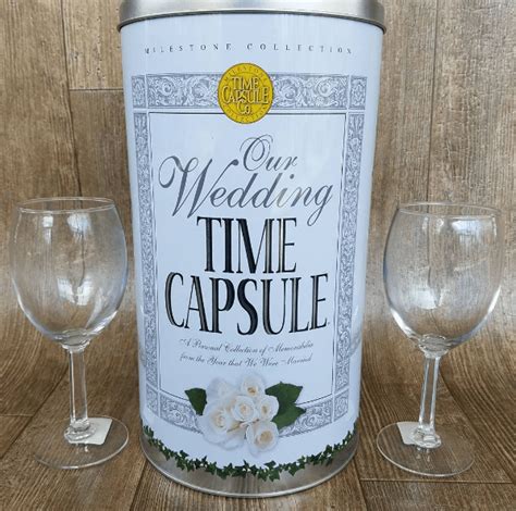 Power Of Touch Wedding Time Capsule With Wine Glasses Time Capsule