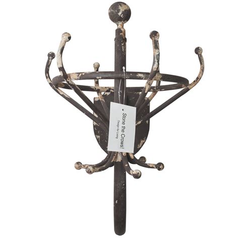Finished in a rich merlot, this coat rack features a twisted center design adds a unique feature to this post. Wall Coat Stand in Distressed Rustic Style | Roman At Home