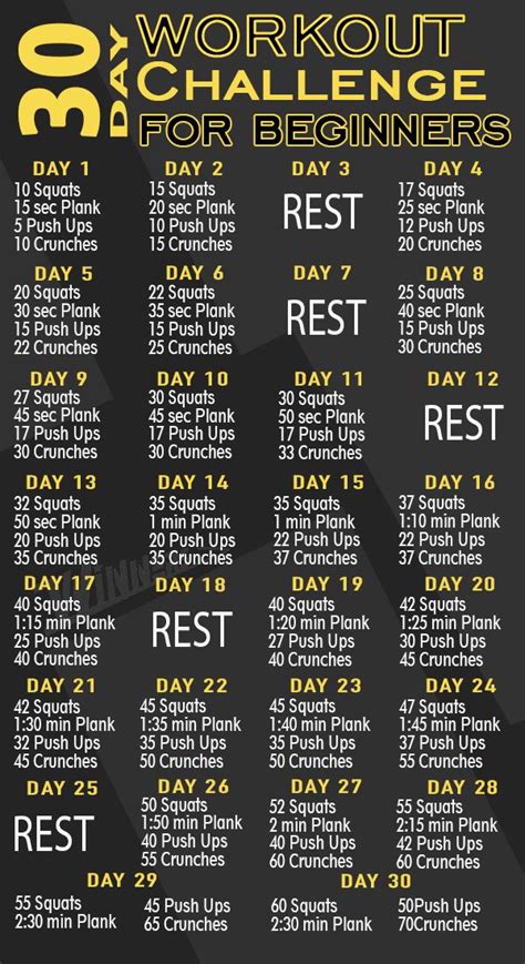 30 Day Workout Challenge For Beginners Month Workout Challenge