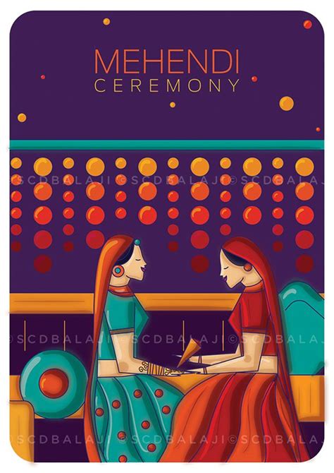 Browse & get results instantly. Mehendi Ceremony - Indian Wedding Invite Designed and Illustrated by SCD Balaji, In… | Wedding ...