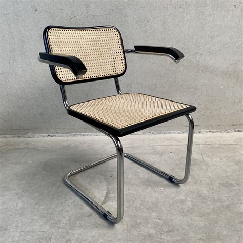 Black Dining Chair Cesca B32 By Marcel Breuer For Fasem Italy 1970s