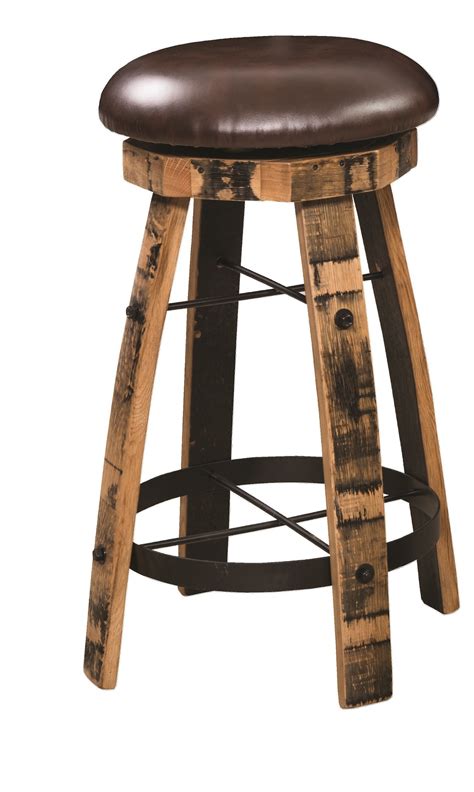 What kind of bar stools go with farmhouse decor? Rustic Bar Stool with Round Steel & Cushion by ...