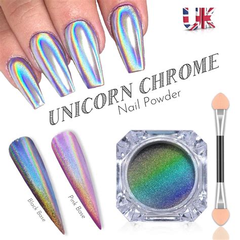 Unicorn Nail Powder Holographic Effect Mirror Holo Chrome Nails Pigment
