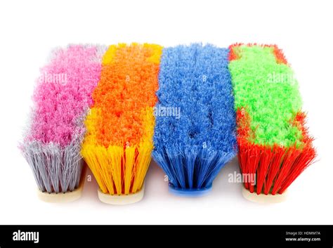 Colorful Brooms Isolated On White Background Stock Photo Alamy