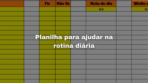 Planilha Para Ajudar Na Rotina Diária Guilherme Oliveira Barbosa