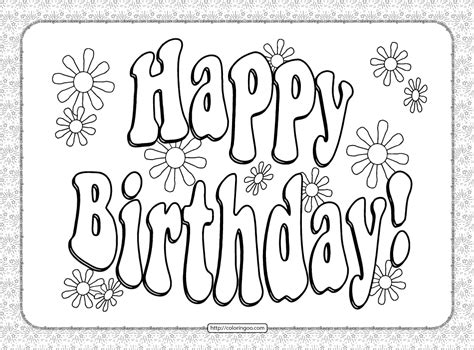 Printable Happy Birthday Text Coloring Pages
