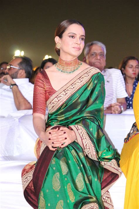 Kangana Ranaut Looks Jaw Dropping Gorious In This Green Sari At The