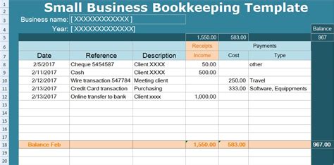 Small Business Bookkeeping Template Spreadsheet Throughout Excel