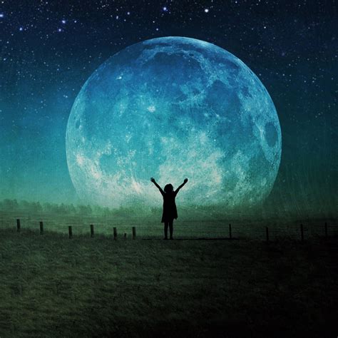 Once In A Blue Moon Print Full Super Moon Photo Surreal Etsy Canada