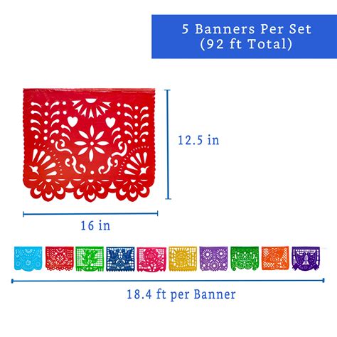 Buy Mexican Party Banners 5 Pack With 10 Unique Plastic Flag Designs