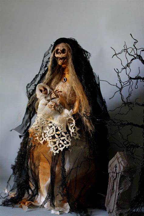 Halloween Skeleton Mother And Child Sculpture Ooak Doll By Labart 85